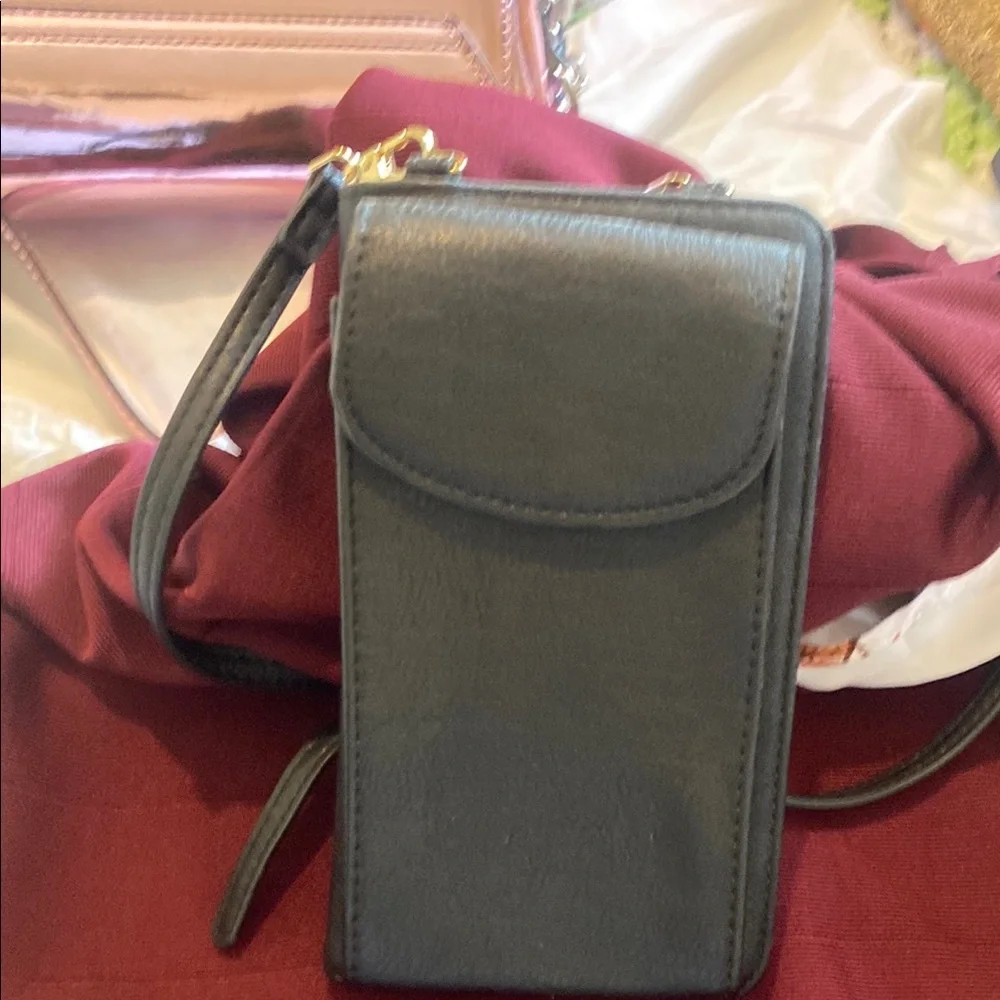 Black Leather Phone Pouch